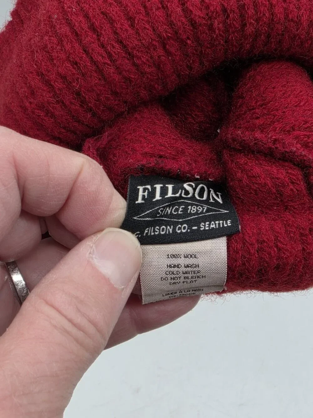Filson Watch Red 100% Wool Cap Hat Beanie Child 14